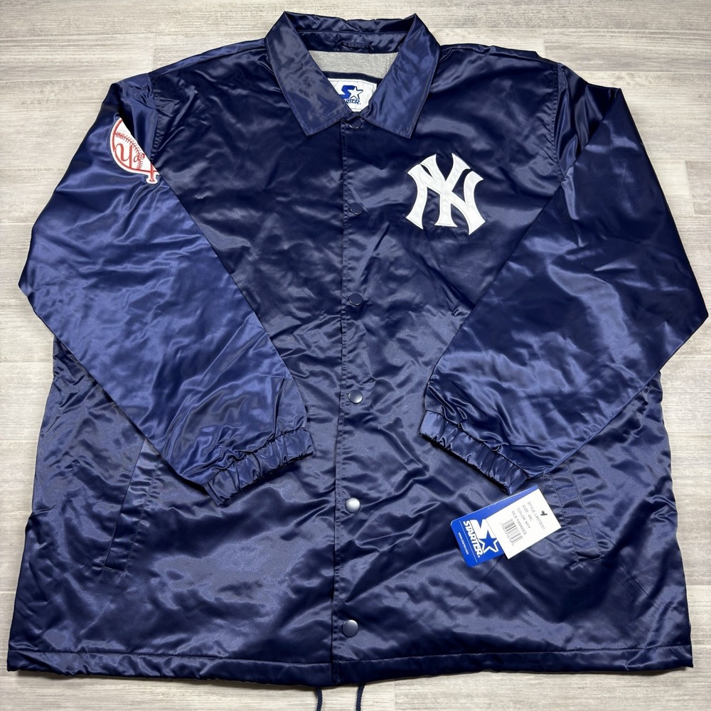 STARTER Navy‎ New York Yankees Full-Snap Coaches Jacket Men's 4XL Blue NWT